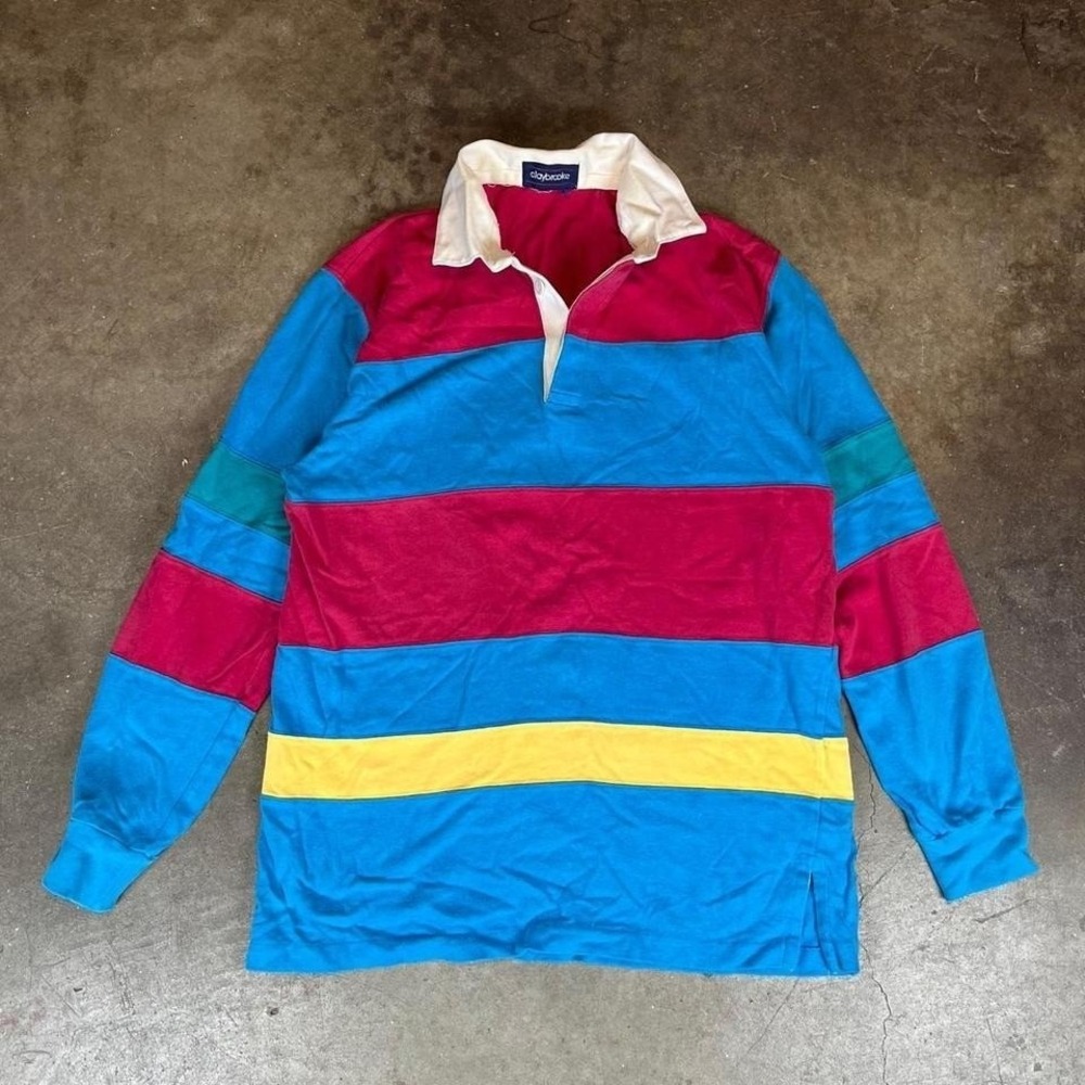 Vintage 90s single stitch claybrooke long sleeve rugby shirt men's S/M